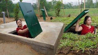 Complete bunker with iron door and surrounded by grass - Build The Most Secret Underground tunnel