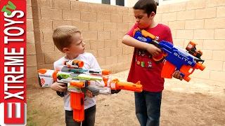 Nerf Blaster Madness! Ethan and Cole Nerf Modulus mess!