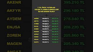 1 Yıl Önce Yatırılan 100.000 TL Enerji Şirketleri İle Ne Kadar Oldu?#borsa #hisse #bist100 #yatırım