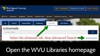 Locate a known article with a DOI: WVU Libraries