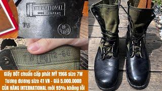 Giầy BỐT chuẩn cấp phát MỸ 1966 size 7W. Tương đương size 41 VN HÃNG INTERNATIONAL mới 95% không lỗi