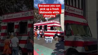 Hawaii’s First Tesla Supercharger is next to a Malasada Truck in Pearl Ridge #shorts #youtubeshorts