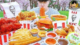 ASMR MUKBANG KFC 양념 치킨먹방! 치즈 햄버거 치즈스틱 후라이드치킨 & 레시피 CRISPY FRIED CHICKEN CHEESE BURGER EATING SOUND!