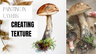 Fall project! How to paint a realistic mushroom in watercolors | Full version