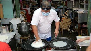 Paper Thin Popiah Skin Maker In Action - Malaysia Street Food