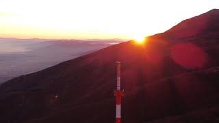 A sunrise captured by drone from Kopitoto Tower (Sofia, Bulgaria)