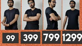 Cheap vs Expensive Black Tshirt| How much should you spend on a t-shirt| Indian men shopping haul