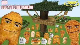 100 Gegagedigedagedago vs SURVIVAL TREE HOUSE but it's 360 degree video