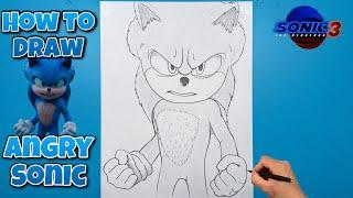 How To Draw Angry Sonic | Sonic The Hedgehog 3 | Sketch Tutorial #sonic3 #drawing