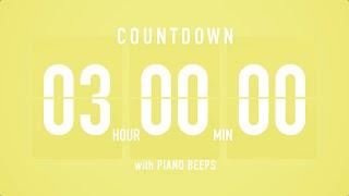 3 Hours Countdown Timer Flip Clock / + Piano Beeps 