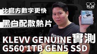 【林仔開箱】黑白配散熱片、比官方數字更快！KLEVV GENUINE G560 1TB GEN5 SSD 實測