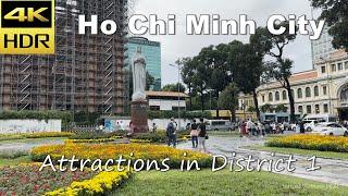 4K HDR | Ho Chi Minh City Attractions in District 1 | Vietnam 2023 - Binaural Audio