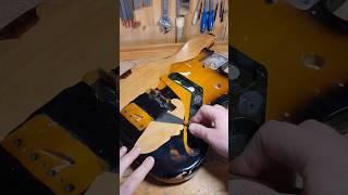 Stripping the finish off a Fender bass guitar. #guitarrepair #luthier #luthiery