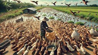 Daily tasks of raising thousands of ducks for egg harvesting in the countryside | Technology & Life