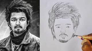 How to Draw Thalapati Vijay Drawing | GOAT Movie Jeevan drawing Easy