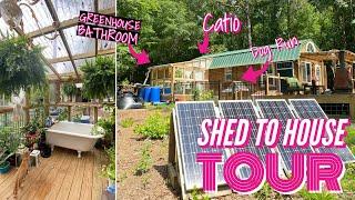 Shed Conversion with Greenhouse Bathroom and Catio, Dream Tiny Home Tour