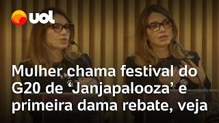 Janja se irrita com fala sobre 'Janjapalooza' e rebate mulher no G20; vídeo mostra momento