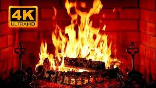  Cozy Fireplace 4K (12 HOURS). Fireplace with Crackling Fire Sounds. Fireplace Burning 4K