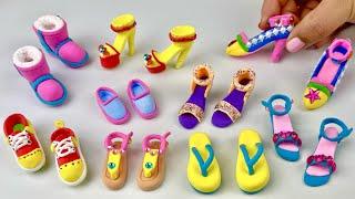 DIY How to Make Polymer Clay Miniature Doll Shoes | DIY Miniature Footwear | #Dolliyon