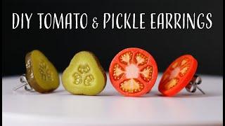 DIY Tomato and Pickle Polymer clay Earrings Tutorial 