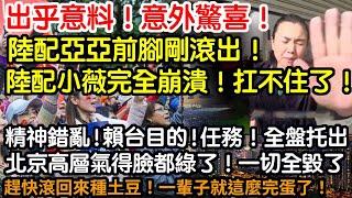 出乎意料！意外喜訊！陸配亞亞前腳剛滾出！陸配小薇完全崩潰！扛不住了！精神錯亂！崩壞！賴台目的！任務！全盤托出！北京氣得臉都綠了！所做的一切全毀了！趕快滾回來種土豆！一輩子就這麼完蛋了！