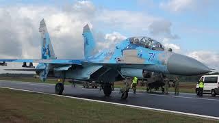 Arrival Ukraine Air Force SU-27 Kleine Brogel Air Show 07-09-2018