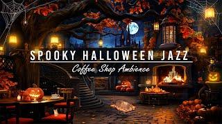 Haunted House Halloween Ambience  Relaxing Piano Jazz Music & Warm Fireplace for a Spooky Night