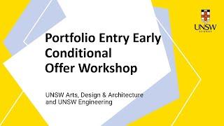 UNSW Portfolio Entry Early Conditional Offer Scheme