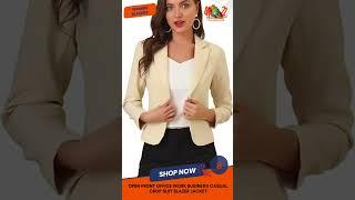 Open Front Office Work Business Casual Crop Suit Blazer Jacket - A2Z Store