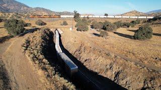 A morning at the Tehachapi Loop in 4k - Winter 2024 - From the ground to the air w/raw audio