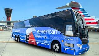 This AMERICAN AIRLINES flight is actually a BUS!