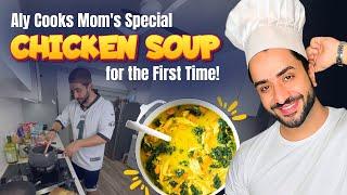 Aly Cooks Mom's Special Chicken Soup for the First Time | JasLy