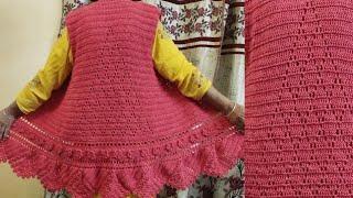 Latest Design Crochet Long Half Lacey Cardigan p3 @kuchbhiseekhowithtanveer601