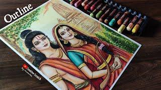 Shree Ram Sita Drawing Easy Step by Step | Ram Ji and Mata Sita Outline Drawing #rammandir #ramsita