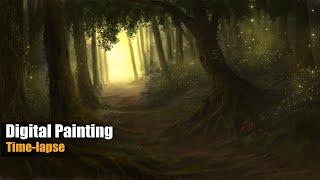 Landscape Digital Painting Speedpaint Time-lapse "Enchanted Path" (Krita)