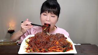 mukbang, spicy, noodles, ASMR.