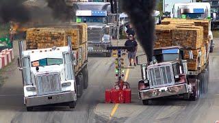 MONSTER Loaded Uphill Semi Drag Racing Moments of 2024 Part 1.
