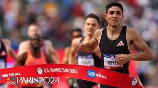 Bryce Hoppel THUNDERS down the stretch for 800m Trials record, Paris spot | NBC Sports