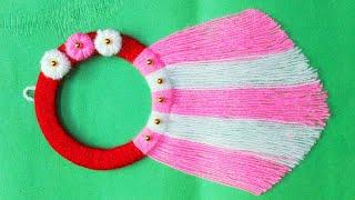 EASY WOOLEN WALL HANGING/BEST OUT OF WASTE AND WOOL CRAFT IDEA/TORAN