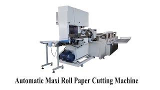 Automatic maxi roll paper cutting machine and shrink labelling packing machine