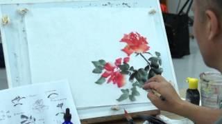 Henry Li: How to Paint Hot-red Roses Demo Live Workshop at PVAC