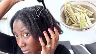 Okra Hair Conditioner For Thin Natural Hair || DIY || Adede