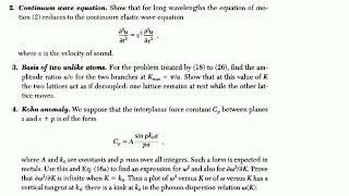 Problems on lattice vibrations (monoatomic and diatomic) ssp by Kittel chapter 4