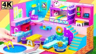 Build Easy Pink and Blue Resort Villa with Bunk Bed and Summer Pool for Rich | DIY Miniature House