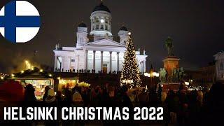 Walking at Helsinki Harbour Christmas 2022 | Finland Christmas market at night