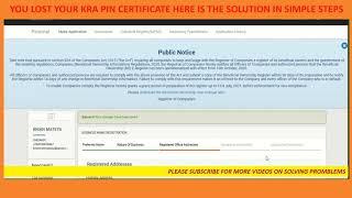 RETRIVING LOST KRA PIN CERTIFICATE