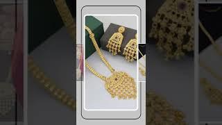  1 Gram Gold Plated Glittering Design Necklace Set for Women - Style A712 