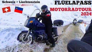 Motorradtour 2024  #04 Flüelapass - ️Rutschpartie im Winter Wonderland bis Liechtenstein 