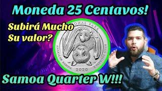 Moneda de 25 centavos 2020 ¡Subirá de valor! Samoa Quarter W - Moneda del murcielago VALE DINERO