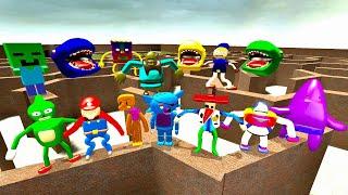 COLORED ALL 3D SANIC CLONES MEMES ( 3D MEMES ) IN LABYRINTH in Garry's mod !